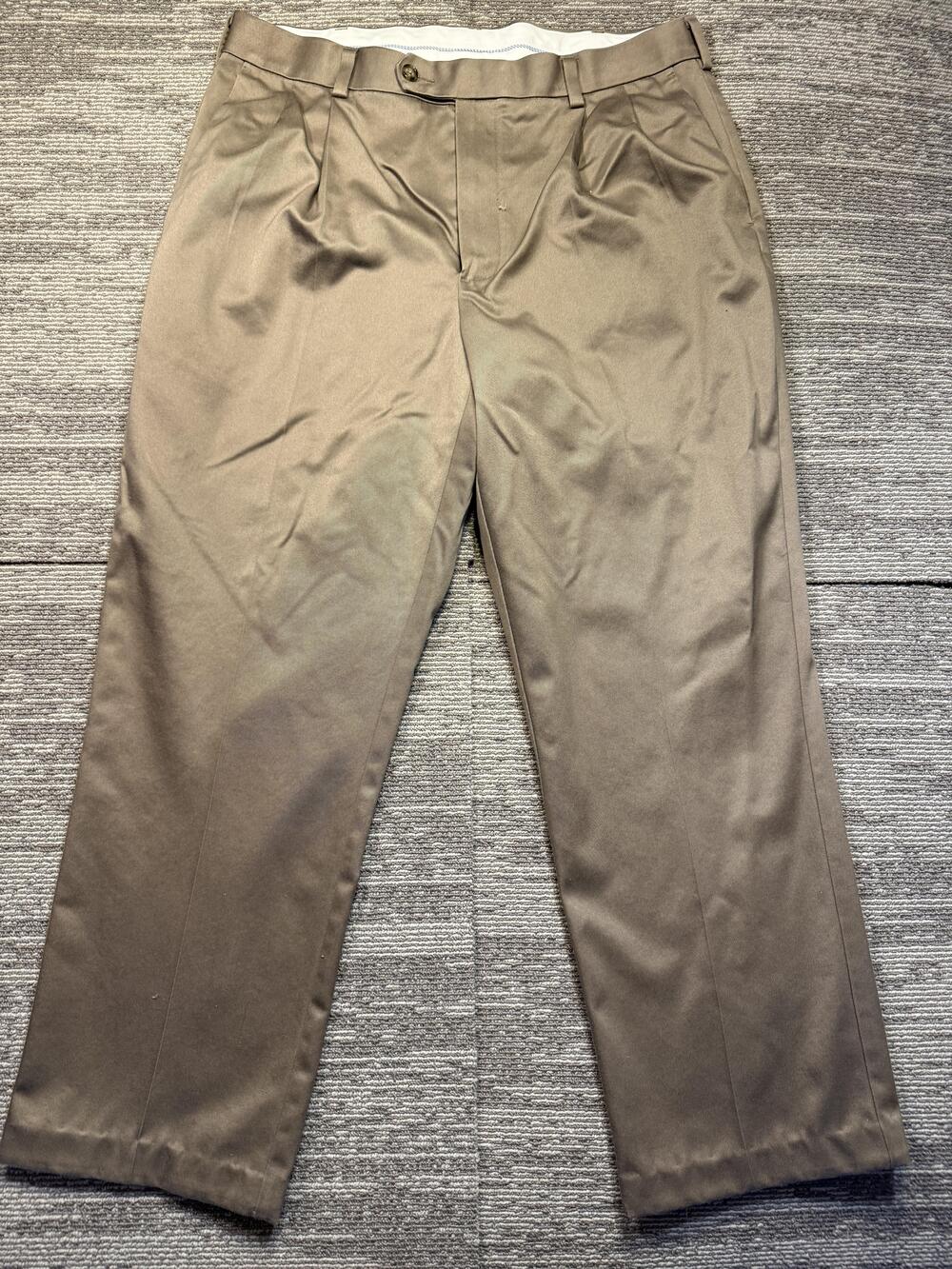 Roundtree & Yorke Pants Mens 36x29 Beige Pleated Cotton Chino Casual Workwear
